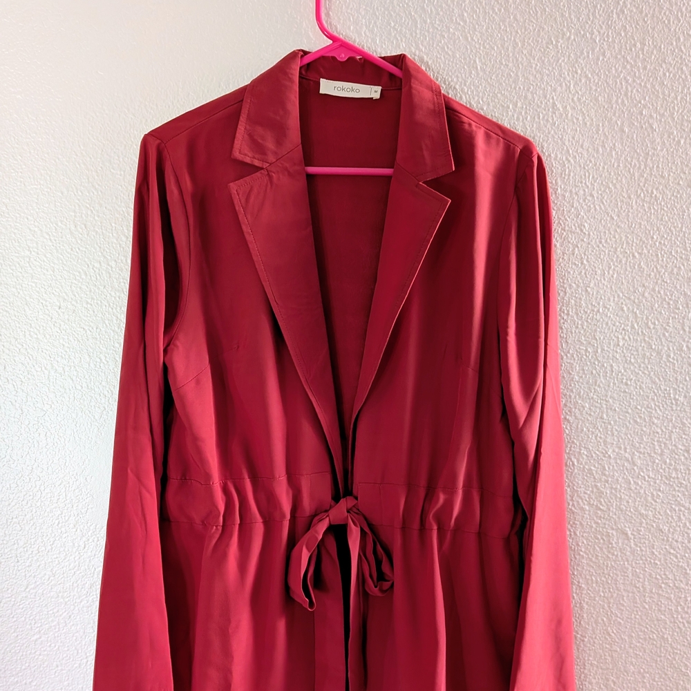 Rokoko Drawstring Waist Open-Front Blazer Jacket – Size M